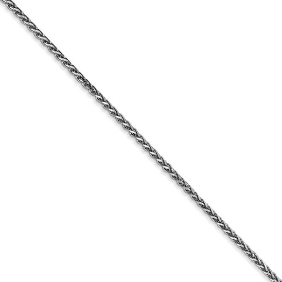 1.4mm, 14k White Gold Diamond Cut Solid Spiga Chain Necklace, 16 Inch